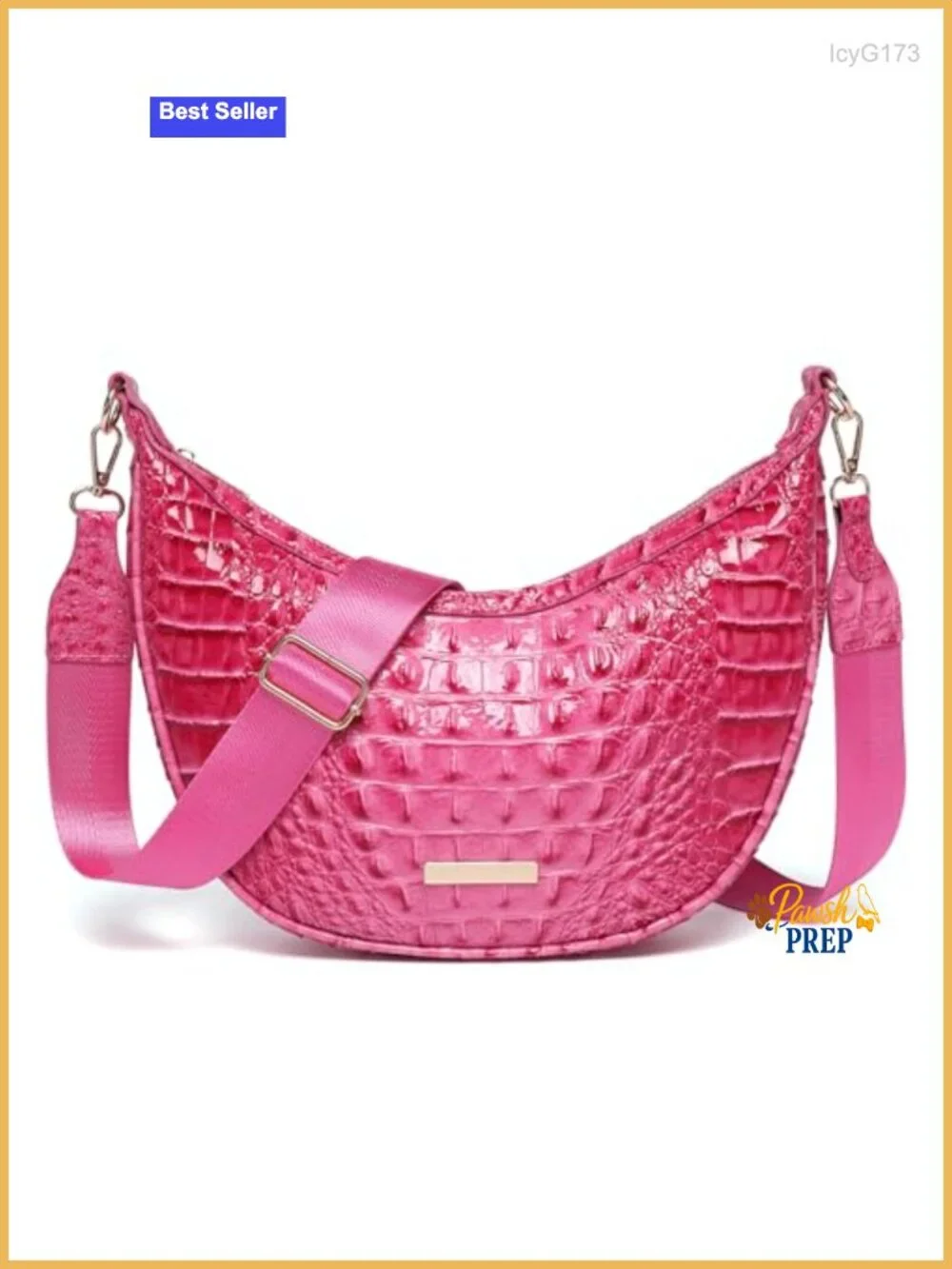 Crocodile Vegan Leather Crossbody Hobo Bag Women Crescent Purse